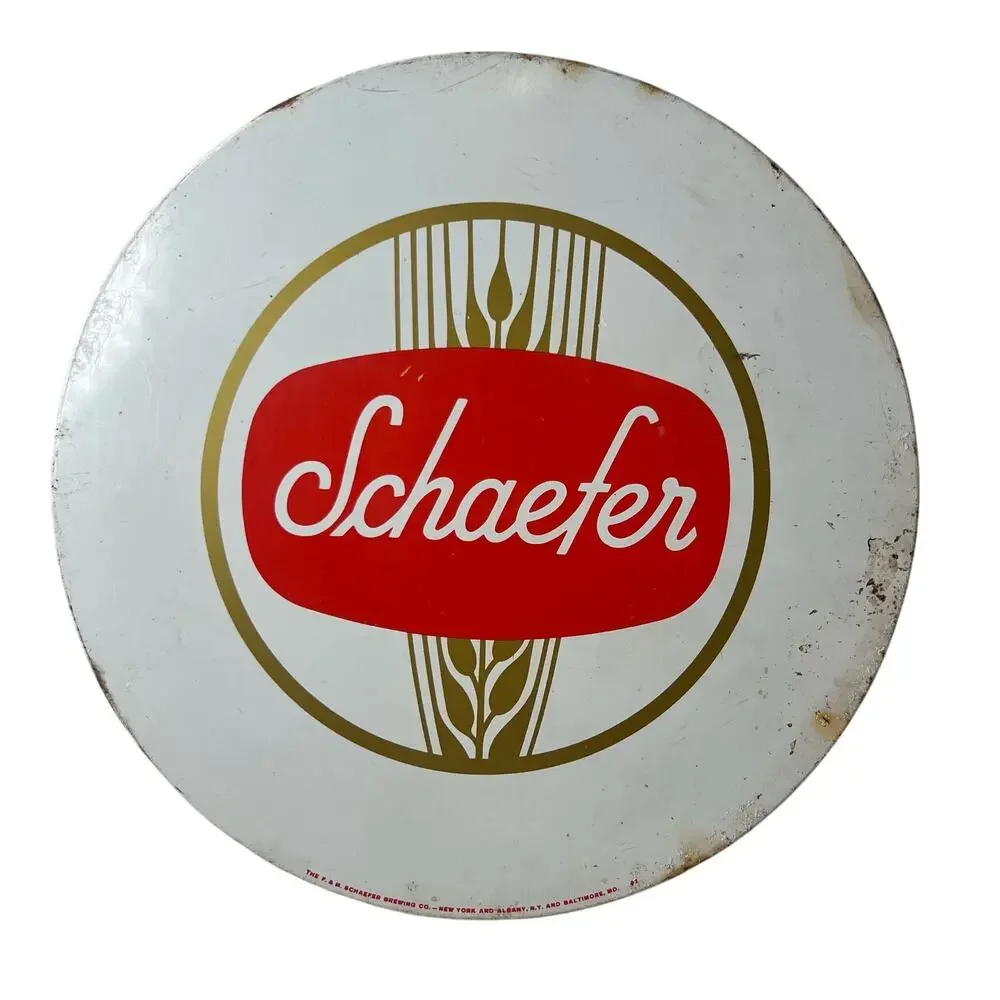 Vintage 60s Schaefer Beer Litho Tin Metal Serving Tray Advertising MCM Barware